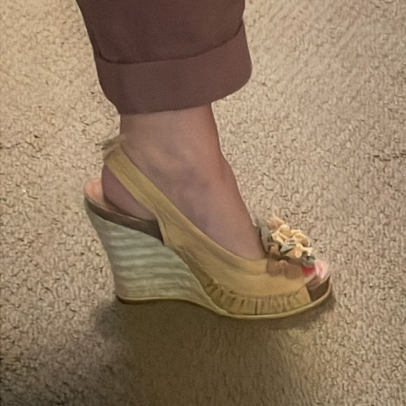 MISS SIXTY TAMARA LEATHER WEDGES SZ 38 WORN ONE TIME - Picture 2 of 15